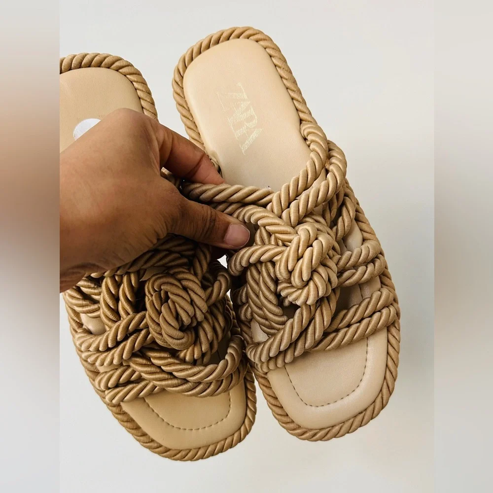 Zara Women's Tan Rope Sandals Size 40 - Picture 8 of 12